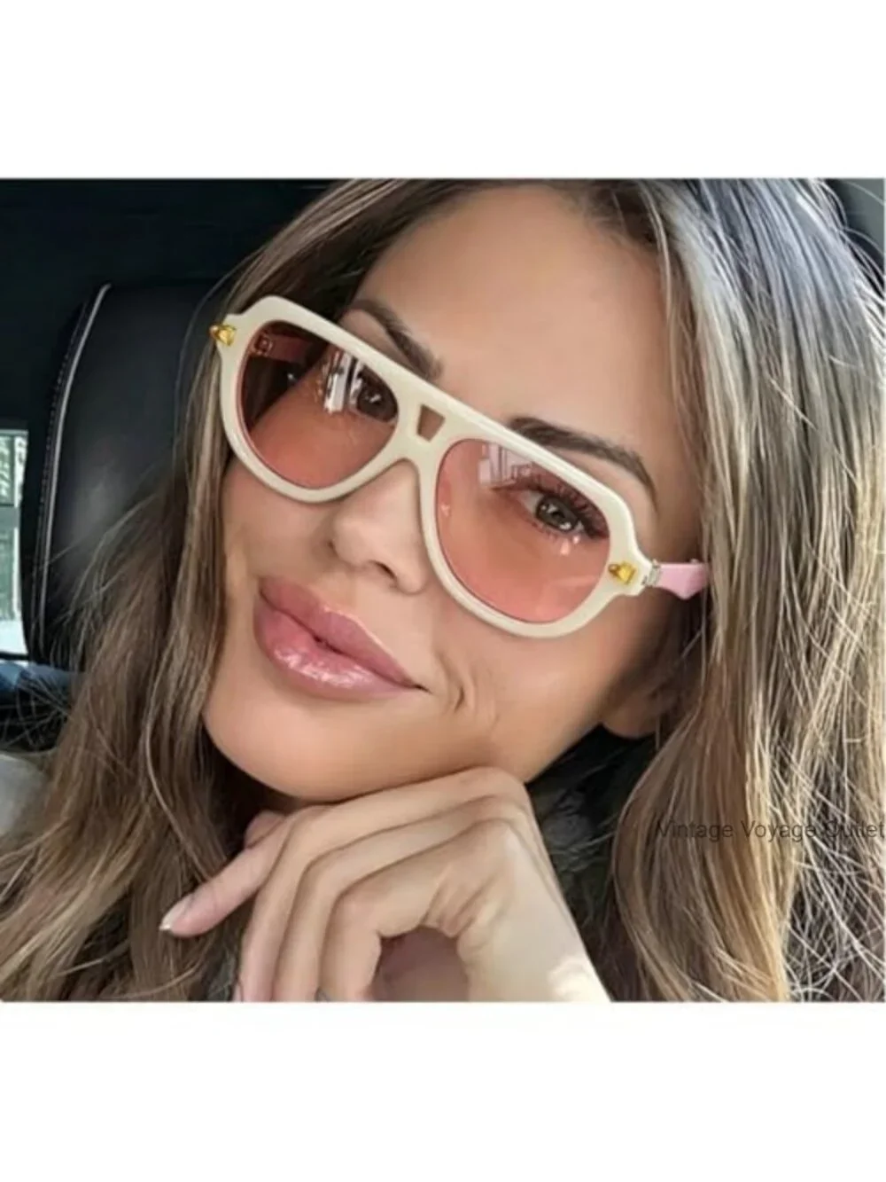 Retro Double Bridge Pilot Sunglasses UV400 Gradient Lens Punk Shades
